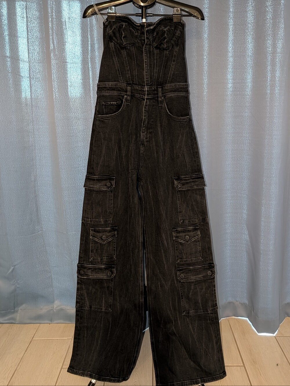 Women's Bustier Denim Cargo Jumpsuit